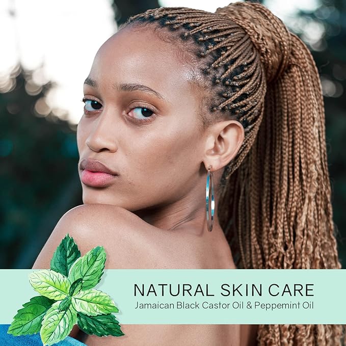 Sunny Isle Jamaican Black Castor Oil with Peppermint 4oz | Promotes Longer, Thicker, Hair | Soothes Dry Itchy Scalp | Moisturizes Skin & Helps with Eczema, Psoriasis and Muscle Aches