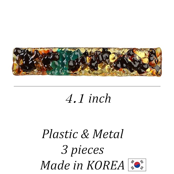 Hair Barrette for Thick Hair 3 Pack - Extra Large 4.1" Hair Clips Made in Korea - Brown, Black, Tortoiseshell Designs - Stylish, Easy Hair Styling for Women