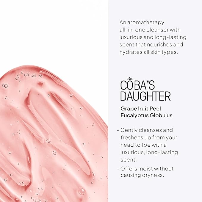 COBA'S DAUGHTER Grapefruit Peel & Eucalyptus Globulus 3-in-1 Soap | Body Wash, Bubble Bath, Shampoo | Cleanse, Nourish & Soften Skin with Inulin & Seaweed Extract | (16.9oz)