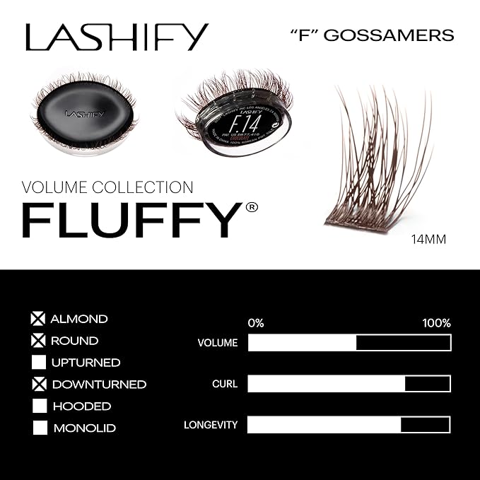 Lashify Fluffy 14mm Gossamer DIY Eyelash Extensions Refill, Chocolate Color, Easy False Lashes To Add Fullness and Dimension