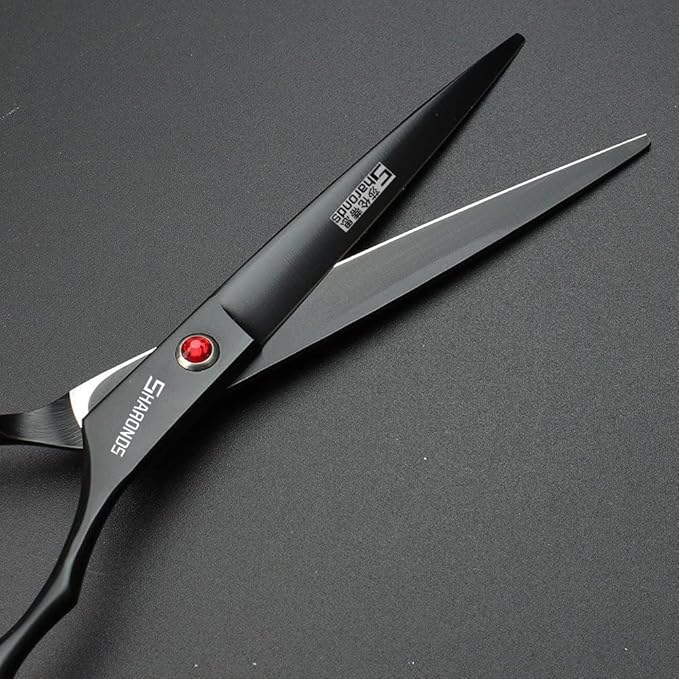 SHARONDS 6/7 Inch Professional 440C Hair Cutting Scissor Salon Hairdressing Thinning Shears Perfect for Barber and Home Use (7 in cut)