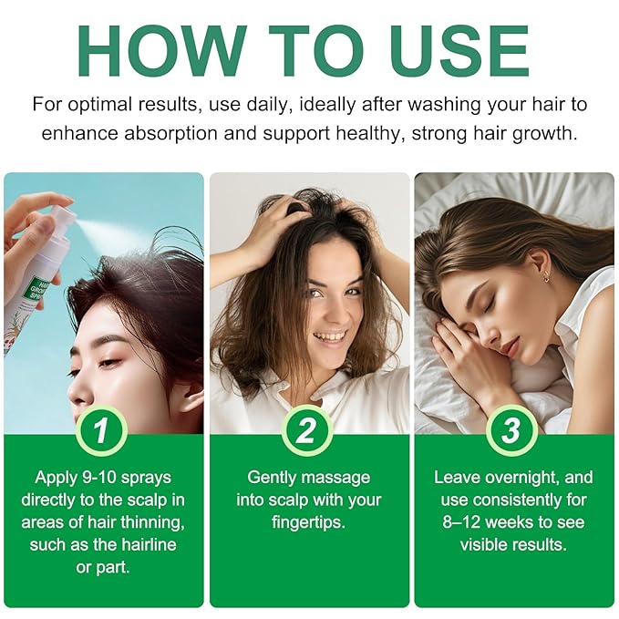 Hair Growth Serum Spray, Natural Hair Growth Spray With Biotin, Batana, Rosemary, and Castor Oil, Caffeine Ginseng Scalp Care Treatment, Thinning Hair Regrowth Thickening for Women Men 4 Fl Oz