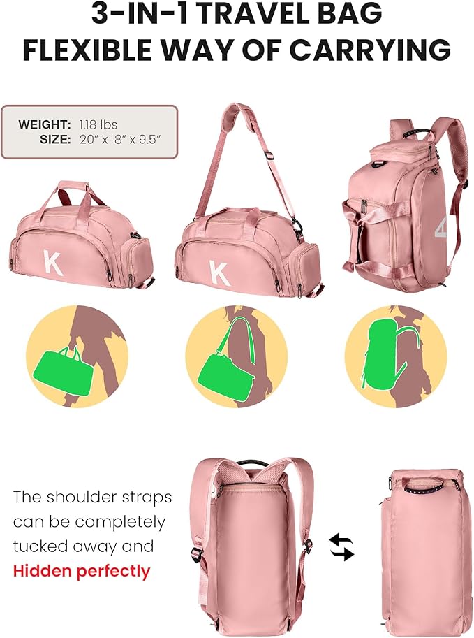 10 Year Old Girl Birthday Gifts, Initial Gym Bags with Shoe Compartment, Dance Bag for Girls, Monogram Kid Overnight Bags, Travel Duffle Tote-Cute Trendy Stylish Stuff for Bestie (Letter M)