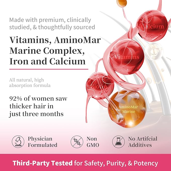 Women's Hair Growth Accelerator Supplement Gummies, Nourishes Thinning Hair & Boosts Hair Thickness, With Collagen, Biotin, Zinc, Vitamin C & Iron – Pineapple Flavor – 90 Gummies, 45 Day Supply