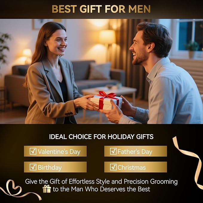 Beard Trimmer for Men - 42 Adjustable Length Settings Hair Clippers, Professional Body Hair Trimmer for Men Precision Facial Hair Trimming IPX6 Waterproof Nose Trimmers LED Display Mustache Trimmers