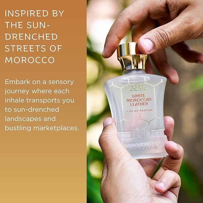 H HABIBI White Moroccan Leather Perfume for Men – 2.5 oz (75ML) Long Lasting Arabian Cologne, Spicy Woody Men Perfume, Luxury Fragrance Gift for Special Occasions