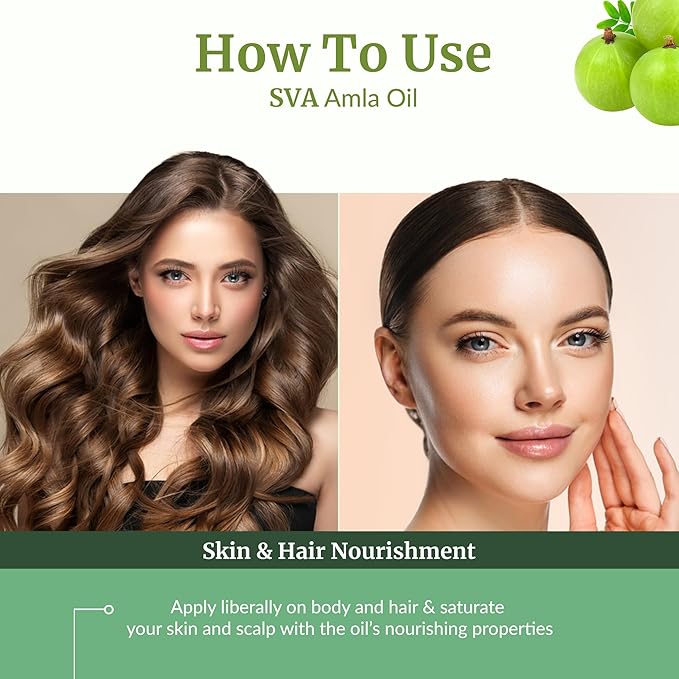 SVA Amla Oil 4oz (118ml) Premium Carrier Oil With Dropper For Hair Care, Hair Oiling, Scalp Massage, & Skin Care