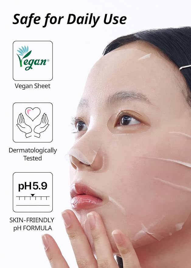 SNP Skin Return Soothing Essence Sheet Mask | Moisturizing and Hydrating for All Skin Types | Vegan Sheet Masks with Tea Tree Extract | Korean Face Masks Skincare | Facial Mask | 10 Sheets