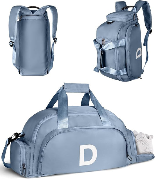 Teen Girls Gifts Trendy Stuff, Initial Gym Bags with Shoe Compartment, Dance Bag for Girls, Monogram Kid Overnight Bags, Small Travel Duffle Tote-Festival Gift for Daughter (Letter D)