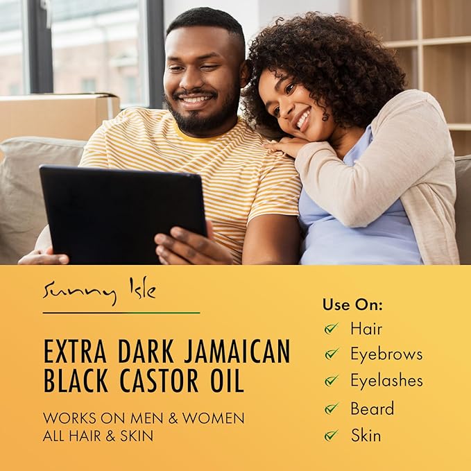 Sunny Isle Extra Dark Jamaican Black Castor Oil, 8 fl. oz. | 100% Natural High Potency Treatment for Hair, Scalp