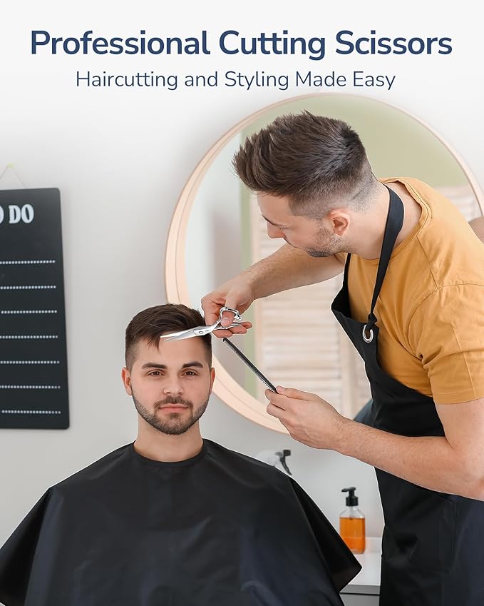 ULG Professional Hair Cutting Scissors 7" Japanese Stainless Steel Hand-Honed Salon Barber Scissors for Stylists & Home Use, Haircut Shears for Men & Women, Ergonomic Design with Patterned Handles