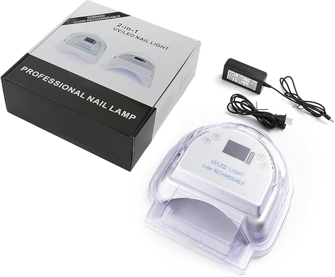 64W Rechargeable Pro LED Gel Nail UV Light UV LED Nail Lamp Cordless Led Light for Nails(White)