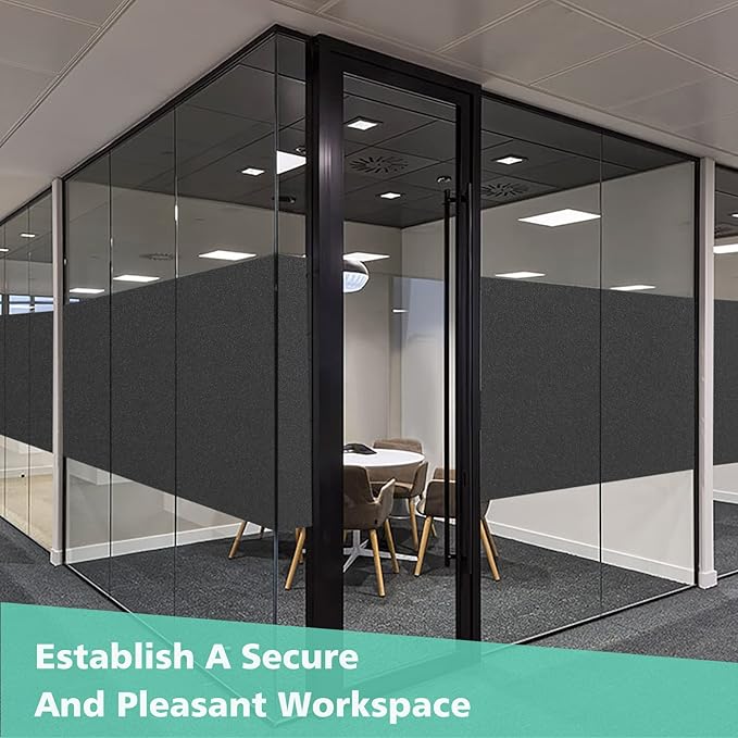 Volcanics Blackout Window Film with Installation Tools, Privacy Frosted Sun Blocking Black Window Cover Room Darkening Window Tint for Home Static Cling 100% Light Blocking 17.5 x 78.7 Inches