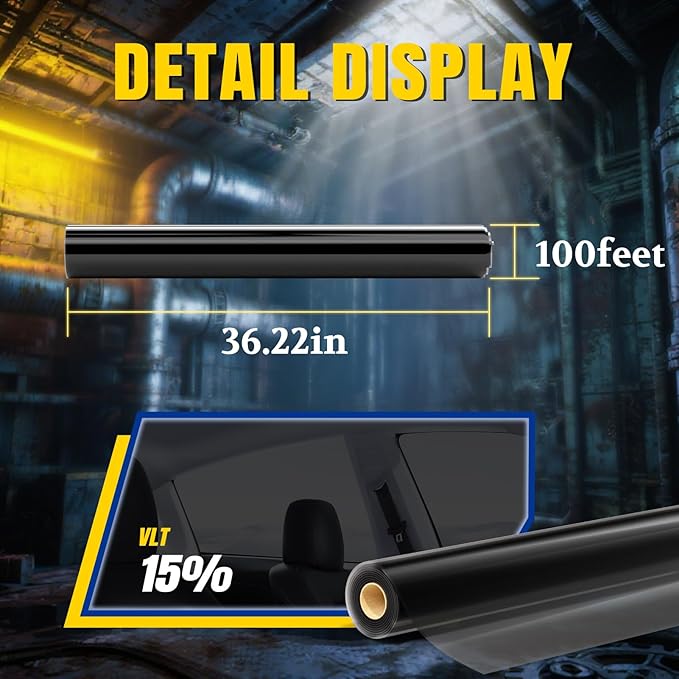 ARANA 15% Car Window Film, 15% Percent VLT 36" x100FT Car Window Tint Roll, Automotive Tint for Heat & UV Blocking, Privacy Anti-Glare, Scratch & Explosion Proof Tinted Film