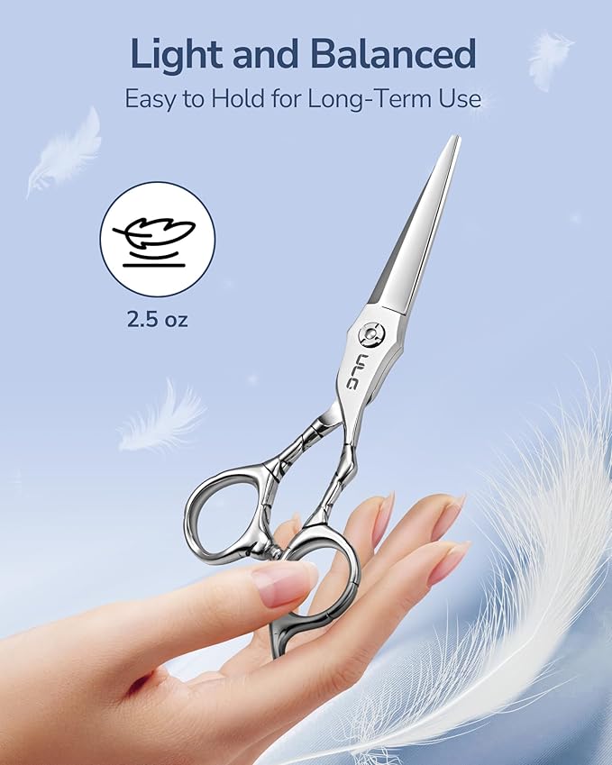 ULG Professional Hair Cutting Scissors 7" Japanese Stainless Steel Hand-Honed Salon Barber Scissors for Stylists & Home Use, Haircut Shears for Men & Women, Ergonomic Design with Patterned Handles