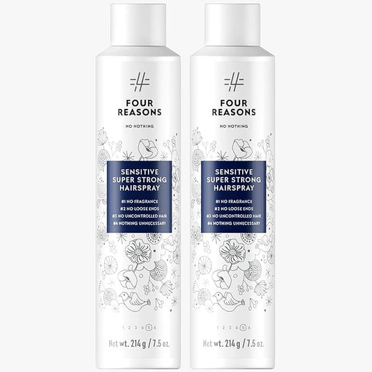 No Nothing Sensitive Extra Hold Hairspray, Unscented Finishing Spray for Styling, Wind & Humidity Protection, Reduces Frizz & Split Ends, Flexible Brushable Hold, Hypoallergenic - 2 Pack (7.5 oz Each)