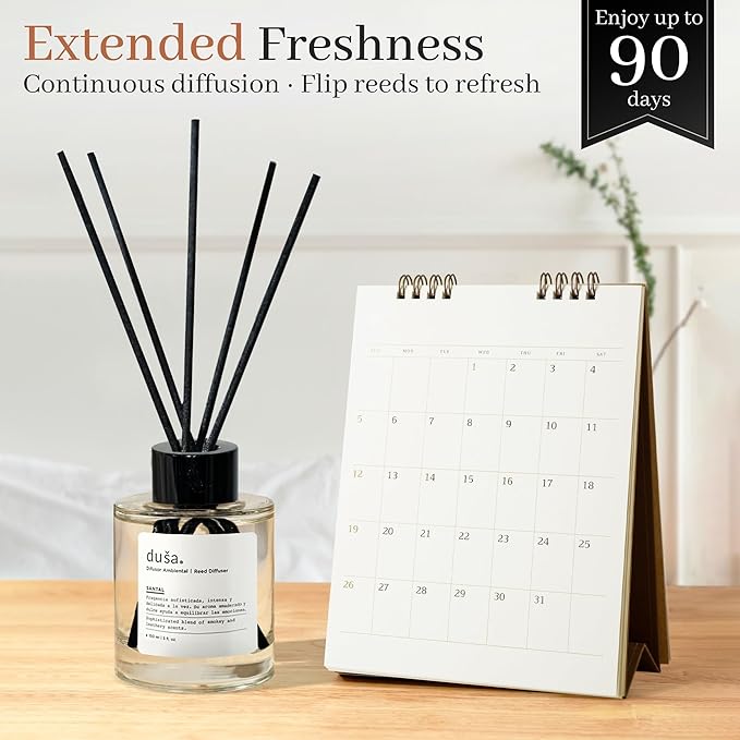 Duša Grapefruit Reed Diffuser & Sticks - 5 Fl Oz Essential Home Fragrance for Bathroom, Office & Living Spaces – Stylish & Long-Lasting Room Air Freshener - Ideal for Housewarming & Special Occasions