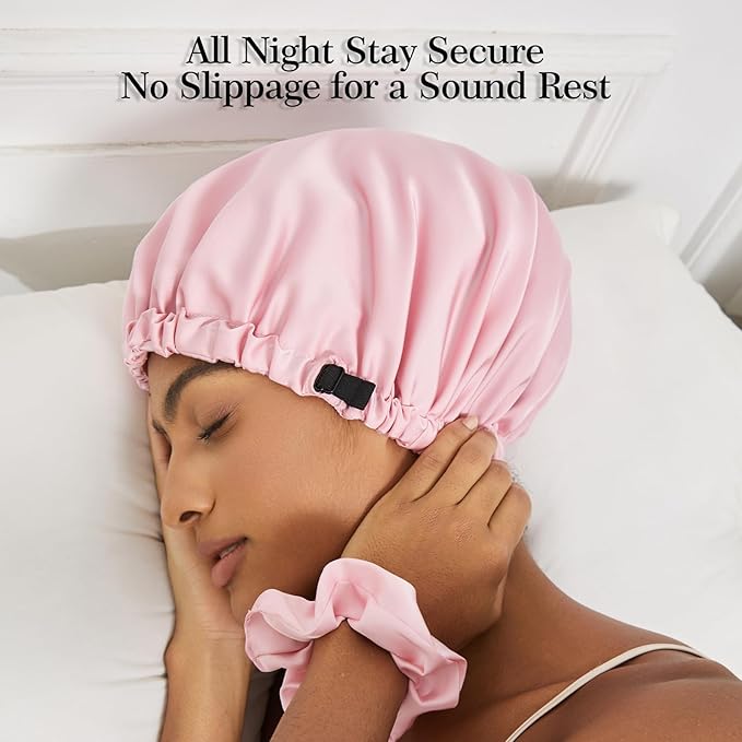 Satin Bonnet Silk Bonnet for Sleeping Women Double Layer Hair Bonnet Wrap Sleep Cap Gifts for Women Curly Hair