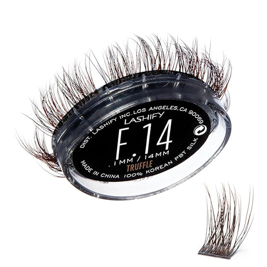 Lashify Fluffy 14mm Gossamer DIY Eyelash Extensions Refill, Truffle Color, Easy False Lashes To Add Fullness and Dimension