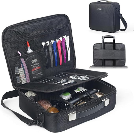 Luxtude Large Barber Case, Barber Bags for Clippers and Supplies, Travel Hair Clipper and Trimmer Case, Barbers Accessories for Wahl 5Star/Hatteker/Oneisal/Andis Grooming Kits, Christmas Gifts