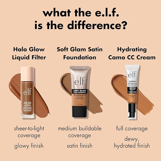 e.l.f. Soft Glam Foundation, Medium Coverage, Long-Lasting & Buildable Foundation For A Smooth, Satin Finish, Vegan & Cruelty-Free, 11 Fair Neutral