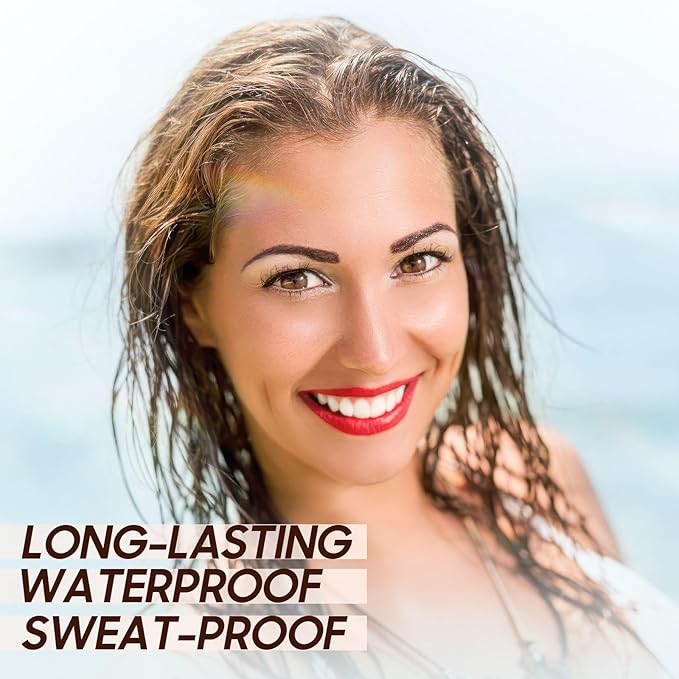 Brow Tattoo Peel Off Tint - Brow Gel Eyebrow Tattoos Waterproof, Eyebrow Gel Tint with Eyebrow Stencils Long-Lasting Makeup, Eye Brow Pencils Create Full Voluminous Brows for Women (Light Brown)