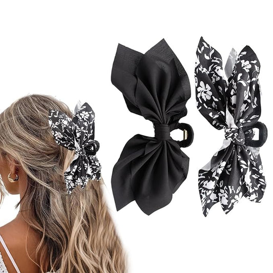 Bow Claw Clips Bow Hair Clips Black 2PCS Big Hair Bows for Women Butterfly Styling Large Hair Clips for Thick Hair for Girls Hair Accessories for Teen
