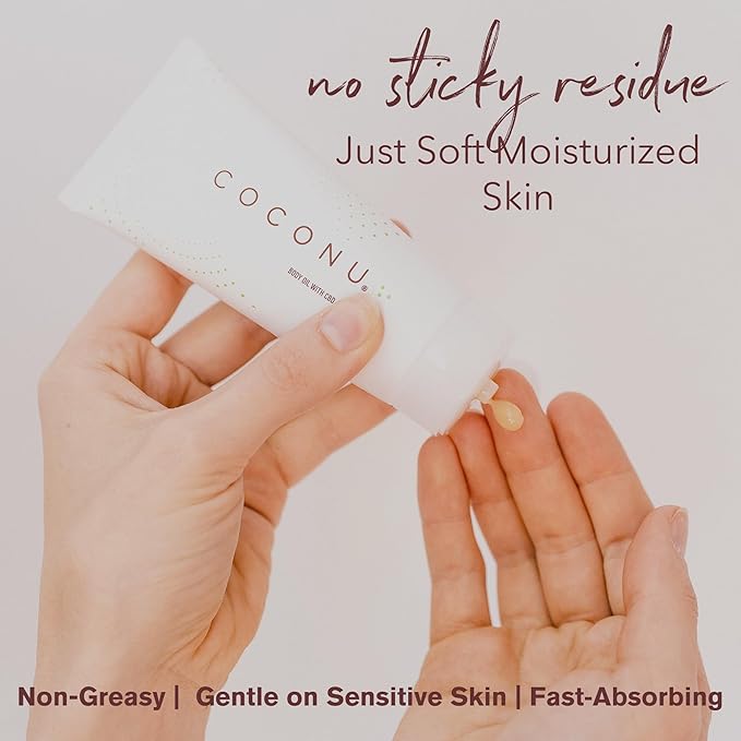 Coconu Hemp Infused Moisturizing Oil | Organic Coconut Oil Formula | Nourishing Skin Oil | Fragrance-Free | 3 oz