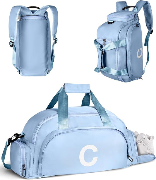 Gifts for Teenage Girls, Initial Gym Bags with Shoe Compartment, Dance Bag for Girls, Monogram Kid Overnight Bags, Easter Christmas Gift for Daughter Niece Granddaughter (Letter C)