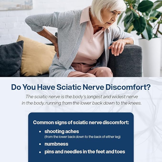 SciatiEase Sciatic Nerve Health Support Supplement - Nerve Support Formula with AlphaPalm, Pea, Vitamin B Complex, Alpha Lipoic Acid 300mg - 3 Bottles