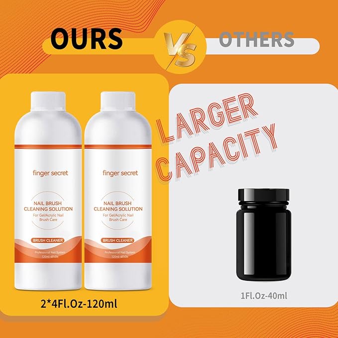 Nail Brush Cleaner 2 packs Nail Brush Cleaner for Gel Polish Nail Brush Cleaner Liquid for Acrylic with Glass Cup Nail Cleaning pads for DIY Salon at Home 8 Fl.Oz