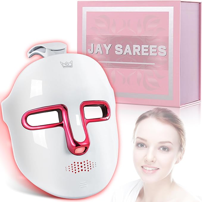 Red-Light-Therapy-for-Face, 7-1 Colors Led Face Mask Light Therapy, Facial Skin Care Mask (White)