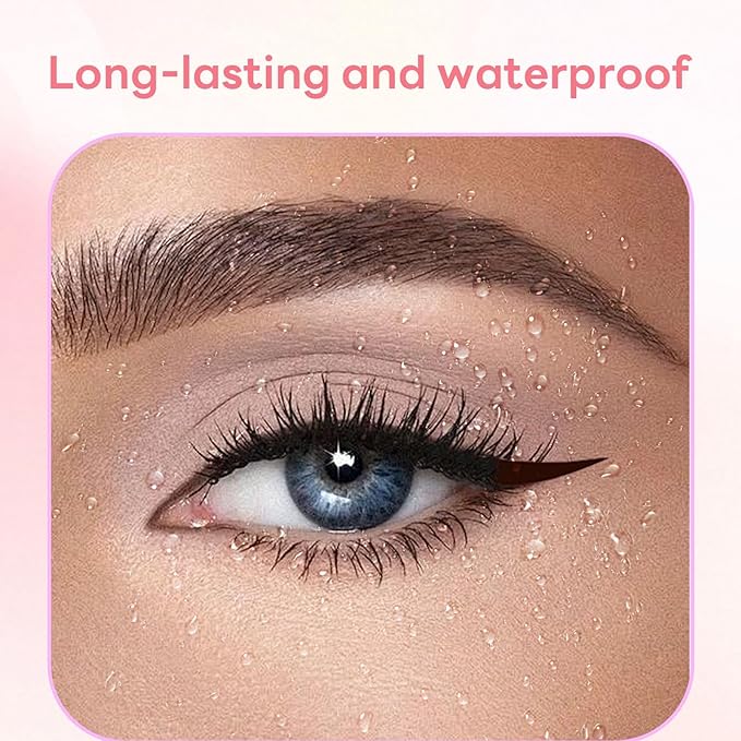 Two-piece Rotary Eyeliner Stamp Set - Quick Shaping Tool, Marks Left and Right Eyes, Smudge-Proof and Long-Lasting, Suitable for Beginners and Makeup Artists (Black & Brown& Gift box)