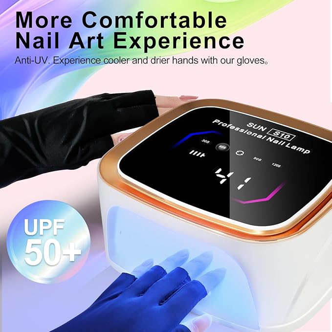 LIMEGIRL UV LED Nail Lamp Kit for Gel Polish Professional Fast White Curing Dryer Light Set with 36 Beads and Gloves and LCD Large Screen Cordless Rechargeable Nail Art Cure Machine at Home and Salon