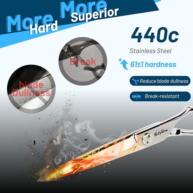High-End Hair Scissors Professional with CNC Tech, 6.5" Extremely Sharp Hair Cutting Scissors, 440C Steel Barber Scissors Convex Blades, Haircut Hair Shears for Women Men, Salon & Home Hairdressing