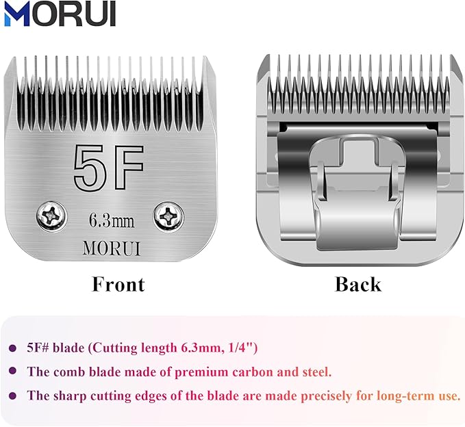 5F Cut Length 1/4”(6.3mm) Detachable Pet Dog Clipper Blades UltraEdge Series Clipper Blades for Dog Grooming Compatible with Most Andis,Oster A5 Wahl KM Series Clippers