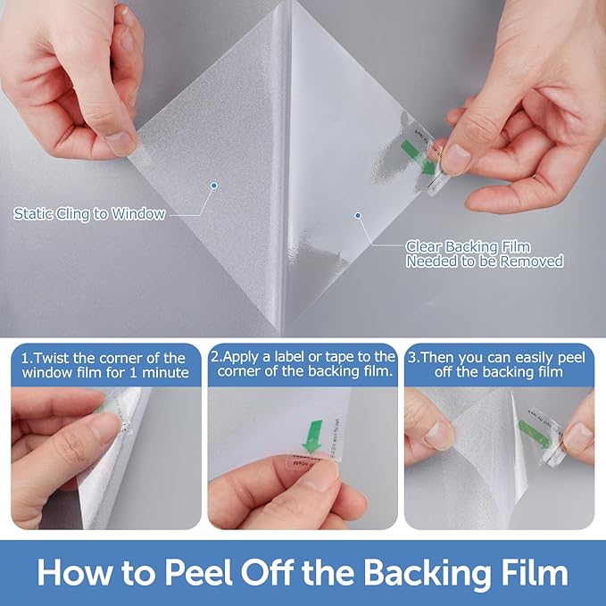 HIDBEA Frosted Window Privacy Film - Non Adhesive Static Cling Glass Stickers Sun UV Blocking Heat Control Door Covering Decals for Home Office, 35.4 x 157.5 Inch