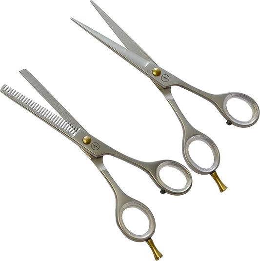 ANDUSTRIAL - Professional Hair Cutting And Thinning Scissors/Shears For Men/Women/Home/Salon - Premium High Carbon Steel Quality - Smooth And Sharp - 6 Inch, Silver