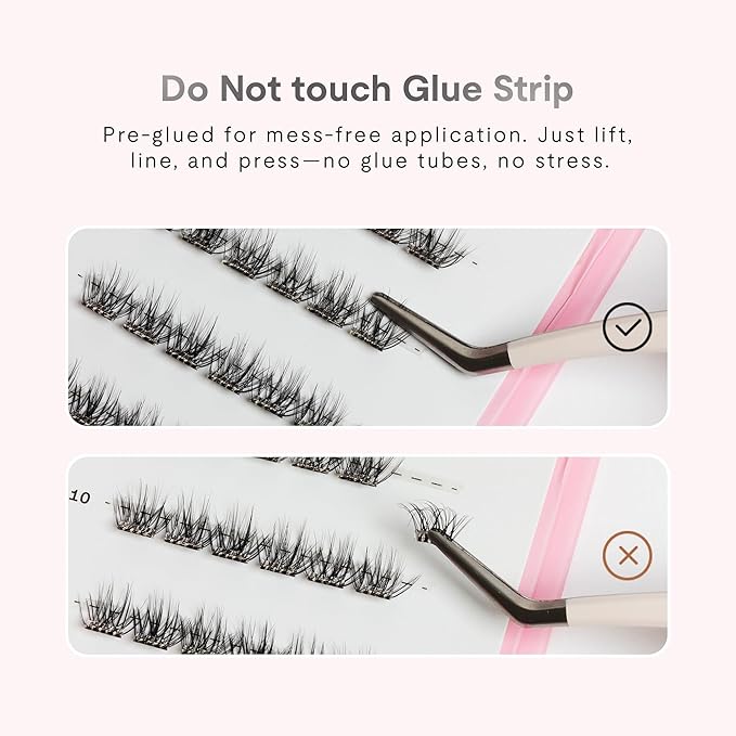 Silly George Single-Size Pop-On Lashes - DIY 1-Step Pre-Glued Faux Eyelash Cluster Kit, Natural Look Extensions, Pack of 24 Individual Clusters, Black - Rosy, 10mm