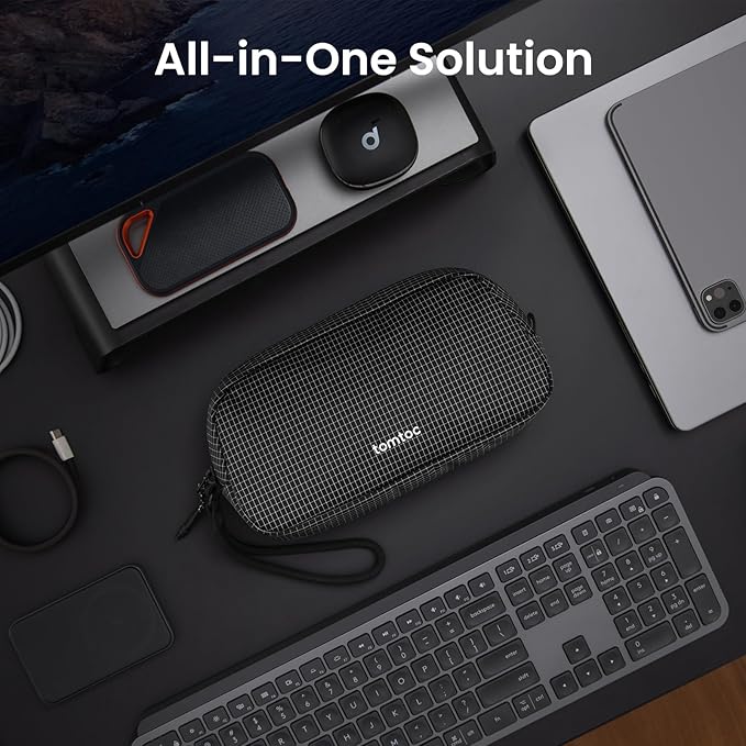tomtoc Electronics Organizer Travel Case Performance, Water Resistant Bag Cable Tech Pouch Accessories, Carry Storage for Cord, Phone, Cables, Airpods, USB Flash Drive, Daily Items