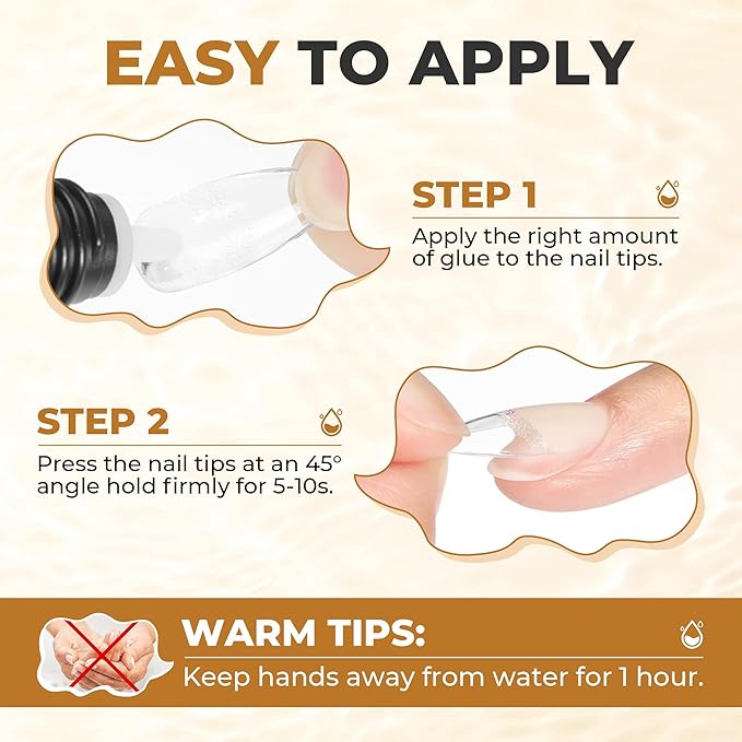 UNA GELLA Fast Drying Super Strong Nail Glue for Press Ons(5ML*3PCS) Acrylic Nails Tips No U/V Light Needed Press On Nail Glue Salon Quality Professional Nail Glue Home DIY with Opener, Drip Use