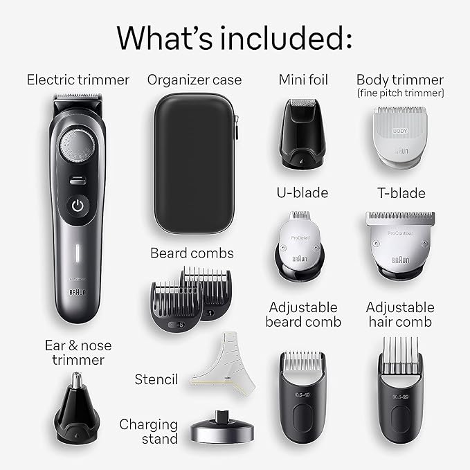 Braun All-in-One Men's Shaving Kit Series 9 9440, 13-in-1 Beard, Face, Nose, Ear Trimmer, Hair Clippers, Body Groomer and Manscaping, Holiday Gifts for Men