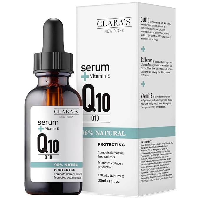 CLARA'S NEW YORK Q10 Facial Serum with Vitamin E – Hydrating, Brightening & Skin-Supportive – 30ml / 1 Fl Oz – Made in USA