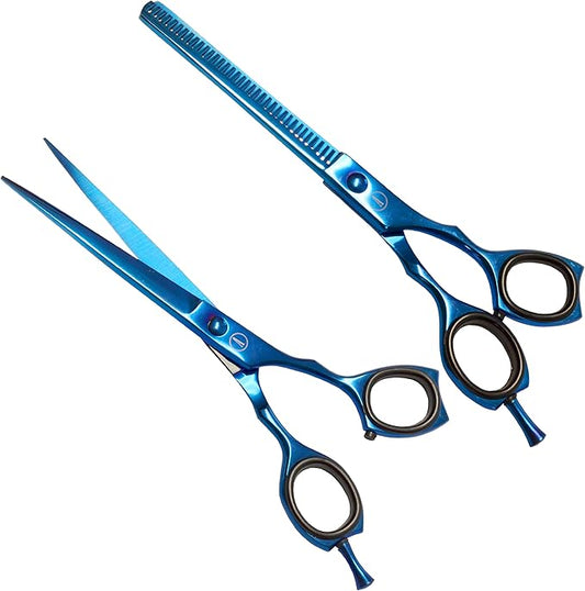 ANDUSTRIAL - Professional Hair Cutting And Thinning Scissors/Shears For Men/Women/Home/Salon - Premium High Carbon Steel Quality - Smooth And Sharp - 6.5 Inch, Blue