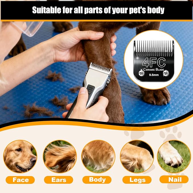 Dog Grooming Clipper Blades Replacement Compatible with Andis Dog Clippers,Most OsterA5, Wahl KM Series Pet Clippers (Black(4FC))