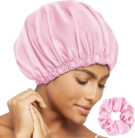 Satin Bonnet Silk Bonnet for Sleeping Women Double Layer Hair Bonnet Wrap Sleep Cap Gifts for Women Curly Hair