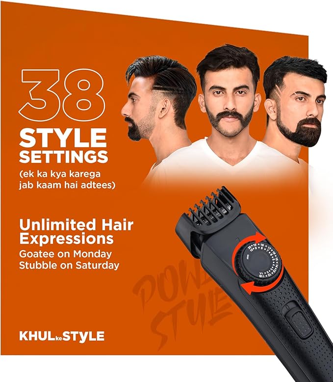 Bombay Shaving Company Beard Trimmer for Men, 2X Fast Charging, USB Type C, 120Min runtime, Hair Trimmer, Shaving Machine, Cordless Beard, 38 Length Settings, Prime Trimmer Black