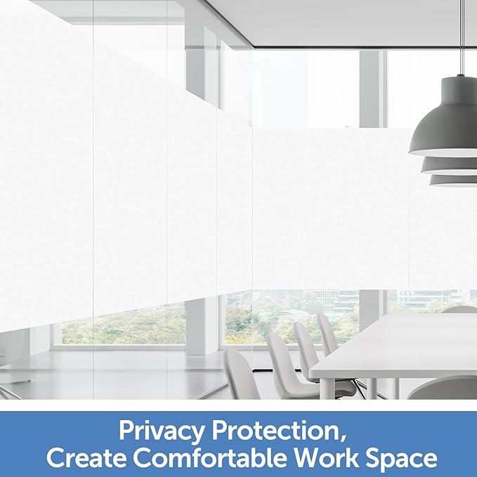 HIDBEA Frosted Window Privacy Film - Non Adhesive Static Cling Glass Stickers Sun UV Blocking Heat Control Door Covering Decals for Home Office(35.4 x 78.7 Inch, Frosted White)