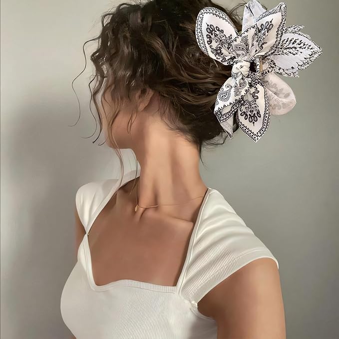 Bow Claw Clips Bow Hair Clips Black White 3PCS Big Hair Bows for Women Butterfly Styling Large Hair Clips for Thick Hair for Girls Hair Accessories for Teen