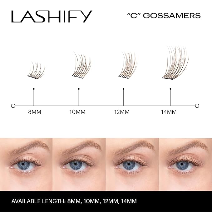 Lashify Curl 12mm Gossamer Eyelash Extensions Refill, Ash Color, DIY False Lashes for a Natural Look
